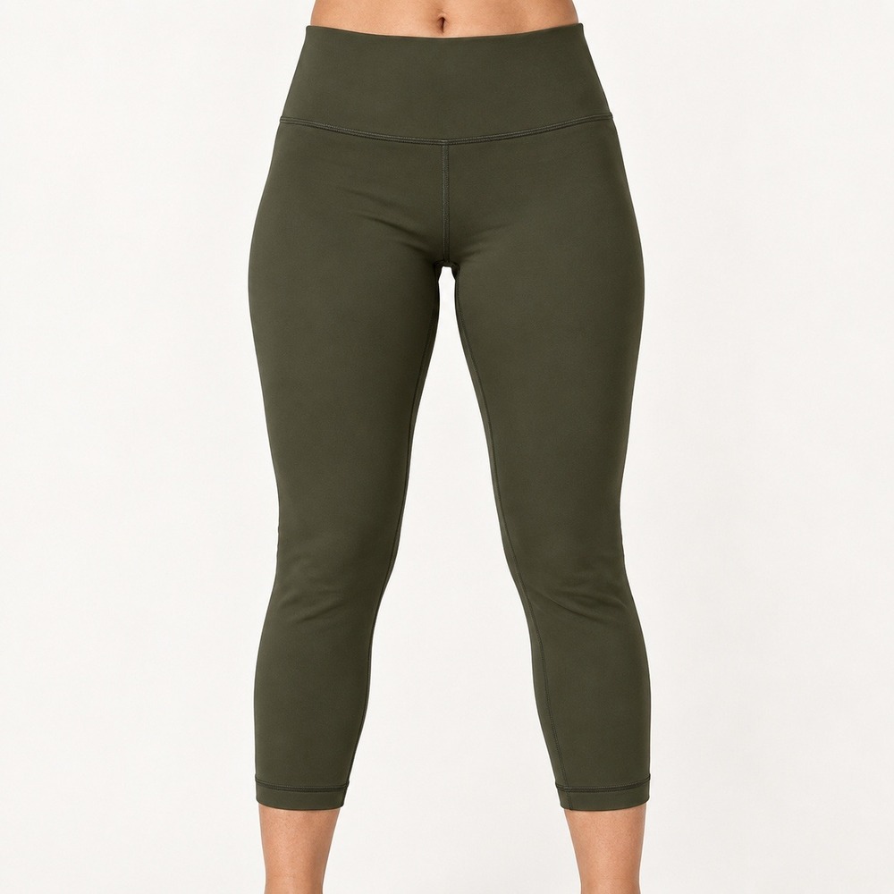 Lululemon High Rise Crop Leggings Dark Olive Green Size 4
